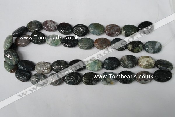 CFG246 15.5 inches 15*20mm carved oval Indian agate beads