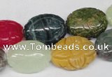CFG247 15.5 inches 15*20mm carved oval mixed gemstone beads