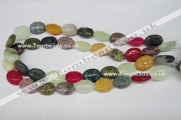 CFG247 15.5 inches 15*20mm carved oval mixed gemstone beads