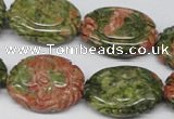 CFG248 15.5 inches 18*25mm carved oval unakite gemstone beads