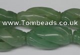 CFG252 15.5 inches 15*30mm carved rice green aventurine beads