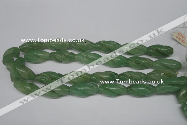 CFG252 15.5 inches 15*30mm carved rice green aventurine beads