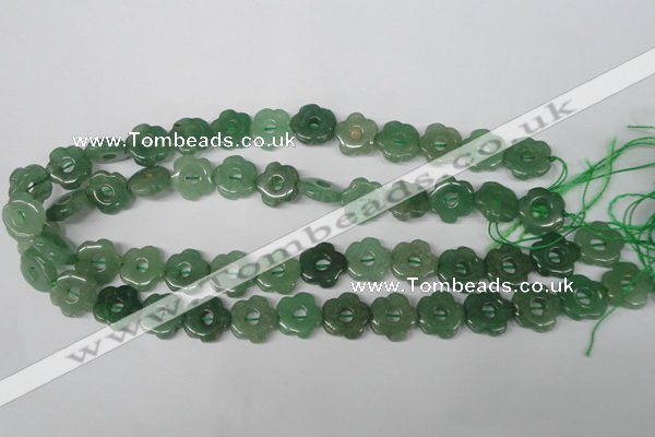 CFG255 15.5 inches 15mm carved flower green aventurine beads