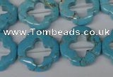 CFG256 15.5 inches 20mm carved flower turquoise beads