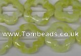 CFG257 15.5 inches 20mm carved flower lemon jade gemstone beads