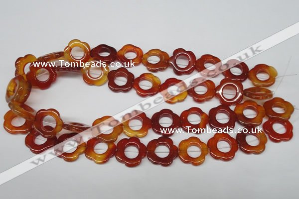 CFG259 15.5 inches 20mm carved flower red agate gemstone beads