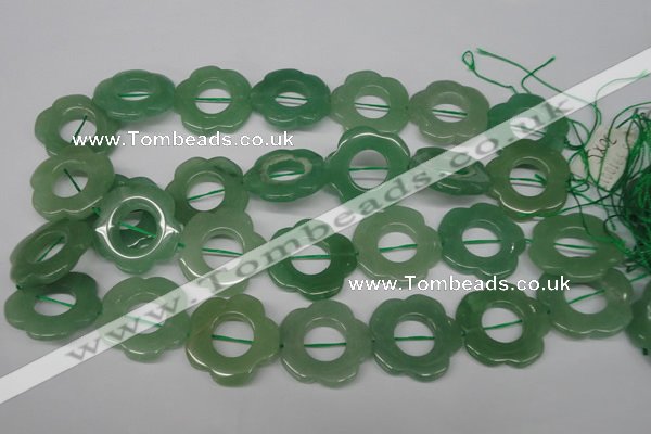 CFG261 15.5 inches 30mm carved flower green aventurine beads