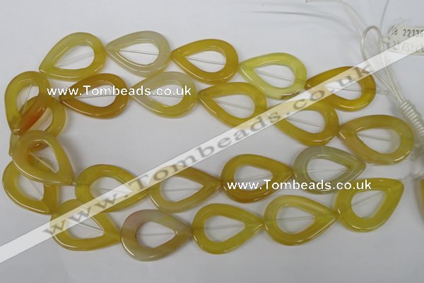 CFG266 15.5 inches 28*35mm carved teardrop yellow agate beads