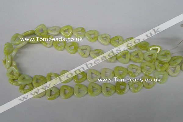 CFG275 15.5 inches 15*15mm carved triangle lemon jade beads