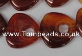 CFG276 15.5 inches 25*25mm carved triangle red agate beads