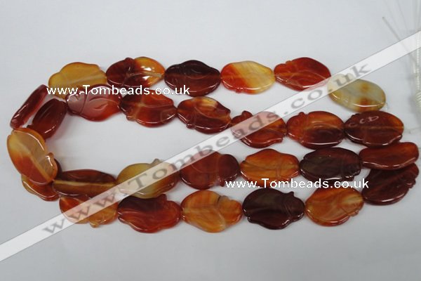 CFG278 15.5 inches 22*30mm carved animal red agate beads