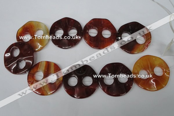 CFG281 15.5 inches 44mm carved coin red agate beads