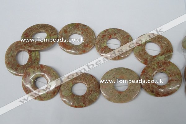 CFG282 15.5 inches 40*45mm carved oval unakite gemstone beads