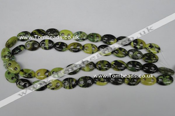CFG290 15.5 inches 12*17mm carved oval yellow turquoise beads