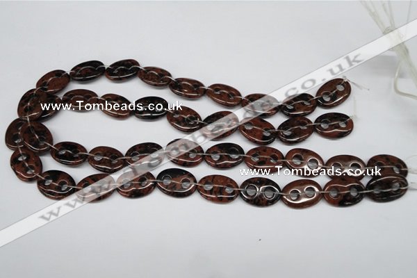 CFG292 15.5 inches 15*20mm carved oval mahogany obsidian beads