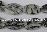 CFG293 15.5 inches 15*20mm carved oval black water jasper beads