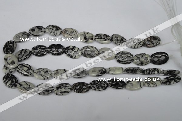 CFG293 15.5 inches 15*20mm carved oval black water jasper beads