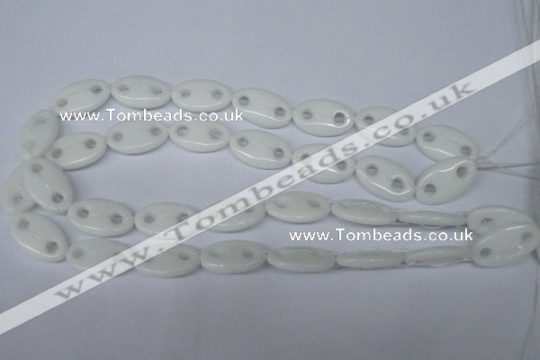 CFG298 15.5 inches 15*25mm carved oval white stone beads