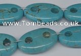 CFG299 15.5 inches 16*26mm carved oval turquoise beads