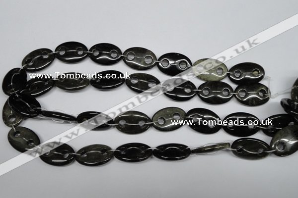 CFG302 15.5 inches 18*25mm carved oval golden obsidian beads