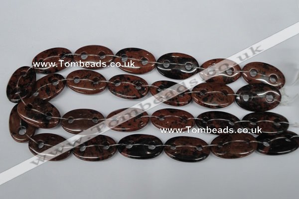 CFG305 15.5 inches 20*30mm carved oval mahogany obsidian beads