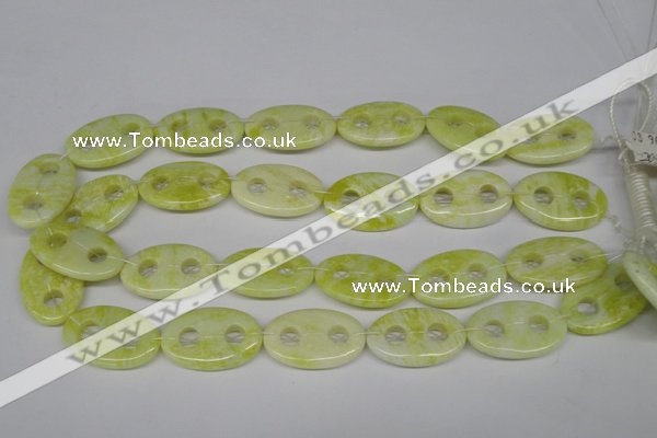 CFG308 15.5 inches 20*30mm carved oval lemon jade gemstone beads