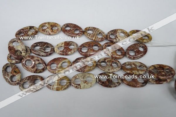 CFG309 15.5 inches 20*30mm carved oval dyed stripe jasper beads