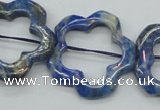 CFG32 15.5 inches 30mm carved flower lapis lazuli gemstone beads