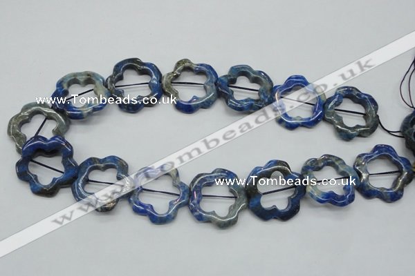 CFG32 15.5 inches 30mm carved flower lapis lazuli gemstone beads