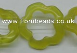 CFG33 15.5 inches 30mm carved flower lemon jade gemstone beads