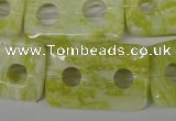 CFG336 15.5 inches 20*30mm carved rectangle lemon jade beads