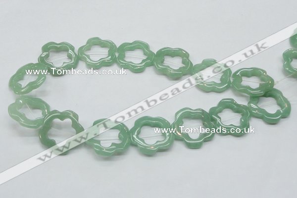 CFG34 15.5 inches 30mm carved flower green aventurine jade beads