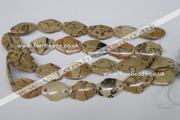 CFG340 22*30mm carved hexagon African leopard skin jasper beads