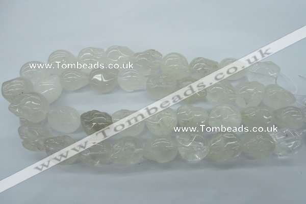 CFG341 15.5 inches 18*22mm carved skull white crystal beads