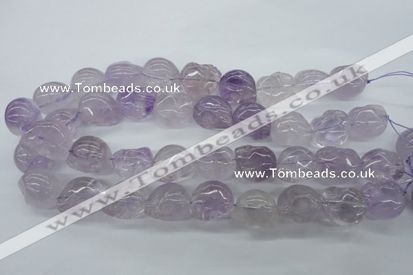 CFG342 15.5 inches 18*22mm carved skull amethyst beads