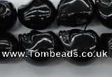 CFG345 15.5 inches 17*19mm carved skull black agate beads