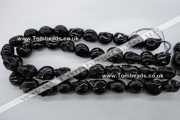 CFG345 15.5 inches 17*19mm carved skull black agate beads