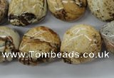 CFG347 15.5 inches 18*19mm carved skull picture jasper beads