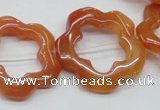 CFG35 15.5 inches 30mm carved flower red aventurine jade beads