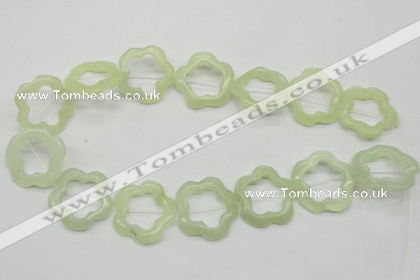 CFG36 15.5 inches 30mm carved flower green jade beads