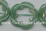 CFG40 15.5 inches 35mm carved flower green aventurine jade beads