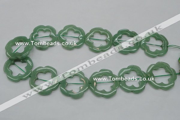 CFG40 15.5 inches 35mm carved flower green aventurine jade beads