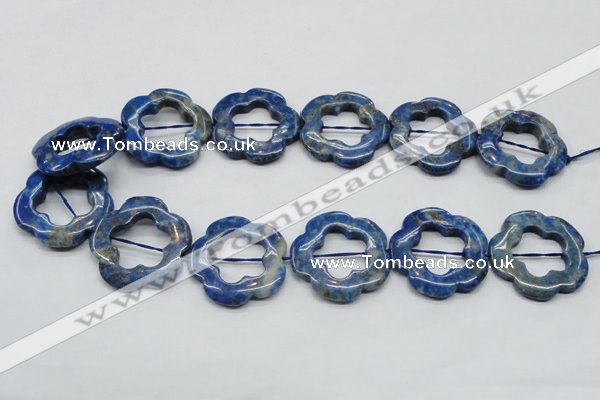 CFG41 15.5 inches 35mm carved flower lapis lazuli gemstone beads