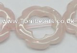 CFG42 15.5 inches 35mm carved flower rose quartz beads wholesale