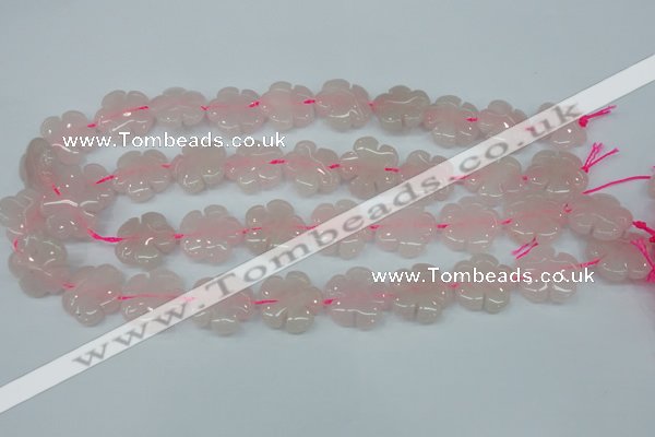 CFG450 15.5 inches 20mm carved flower rose quartz beads