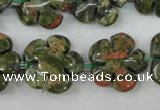 CFG451 15.5 inches 20mm carved flower unakite gemstone beads