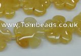 CFG457 15.5 inches 20mm carved flower yellow jade beads