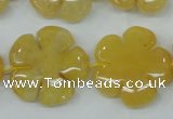 CFG458 15.5 inches 24mm carved flower yellow jade beads