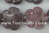 CFG459 15.5 inches 24mm carved flower lilac jasper beads