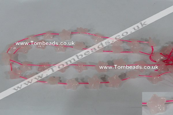 CFG507 15.5 inches 15*15mm carved flower rose quartz beads